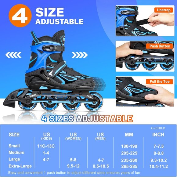 Adjustable Flashing Inline Skates - Picture 6 of 9